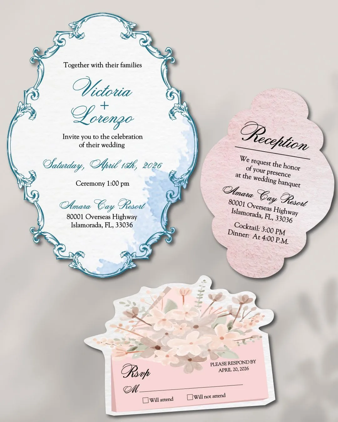 Soft Lines Unique Style Wedding Invitations 1
