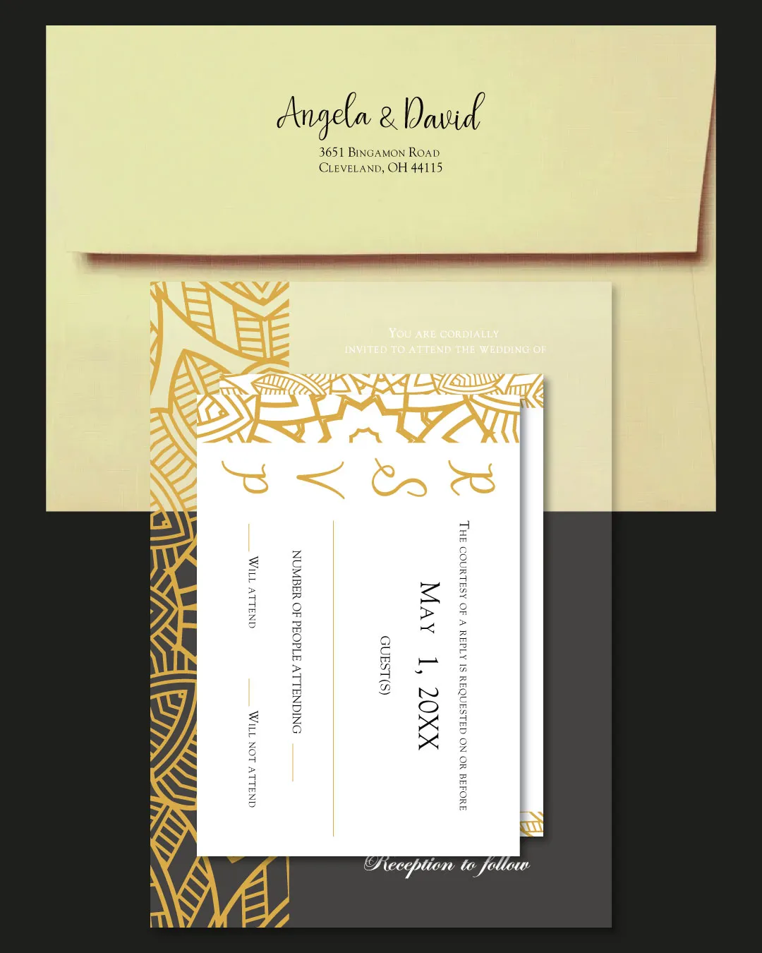 Gold Indian Decoration Acrylic Wedding Invitation