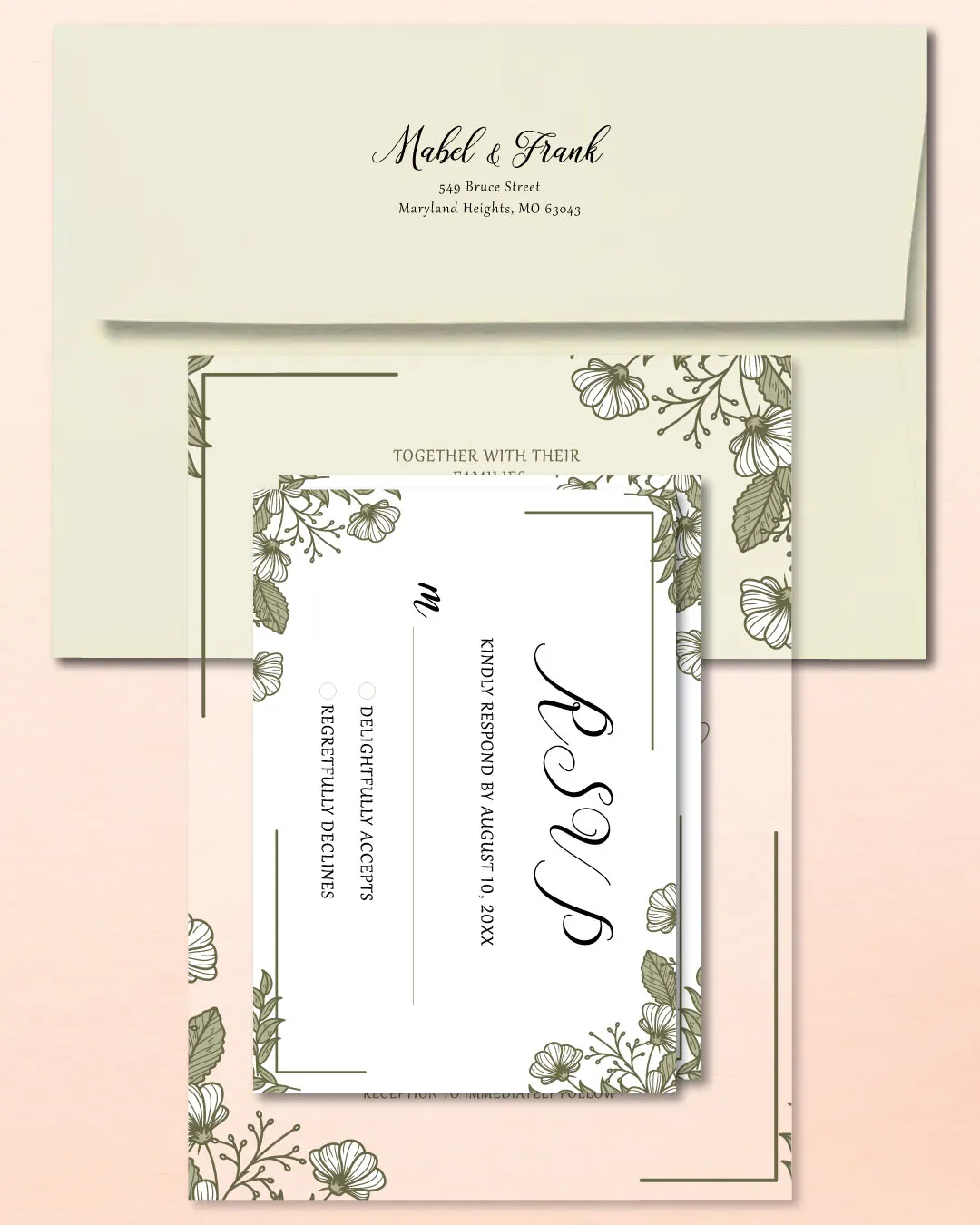 Frame Silhouettes Of Flowers Acrylic Wedding Invitation
