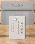 Gray Flower Silhouette Acrylic Wedding Invitation