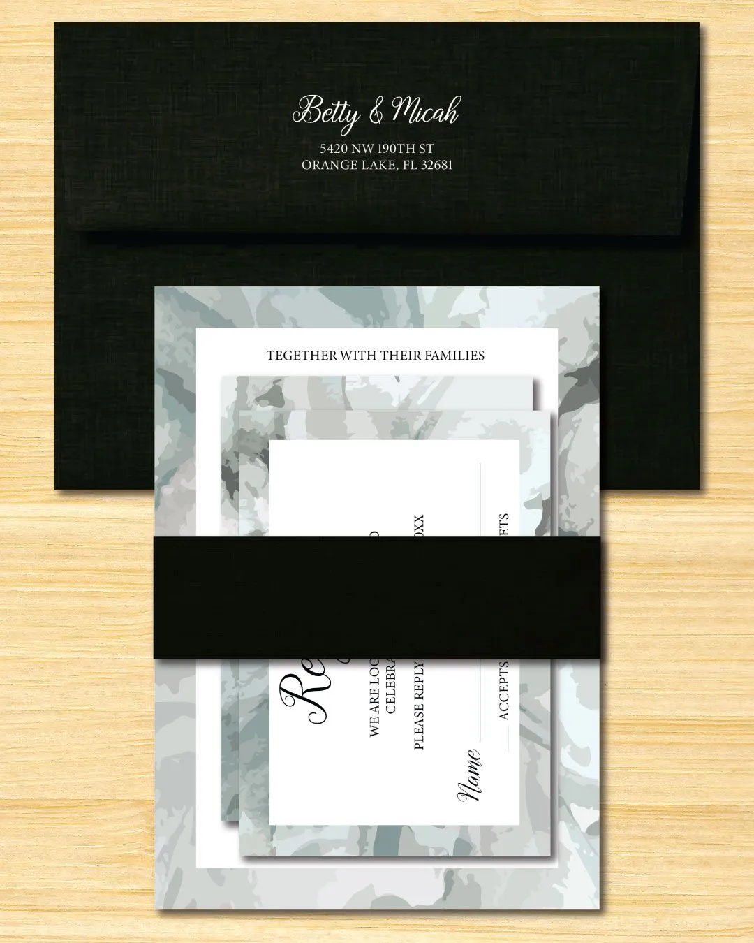 Cold Watercolor Frame Simple Flat 5x7 Wedding Invitation