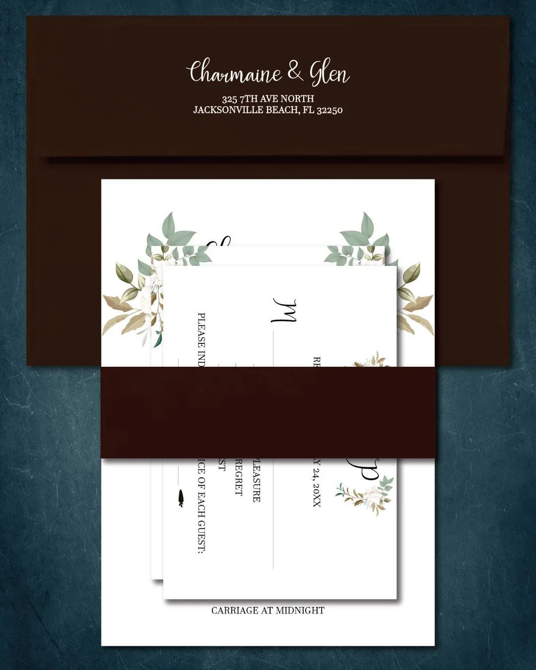 Roses Mary Simple Flat 5x7 Wedding Invitation