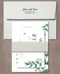 Minimalist Winter Leaves Simple Flat 5x7 Wedding Invitation