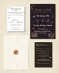 Vintage Celestial Sky Vellum Wrapped Vietnamese & English Wedding Invitation
