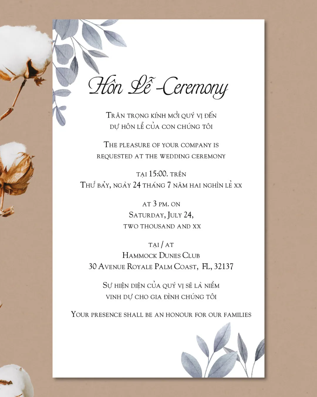 Frozen Winter Leaves Acrylic Wedding Invitation