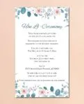 Borders Blue Leaves Acrylic Wedding Invitation