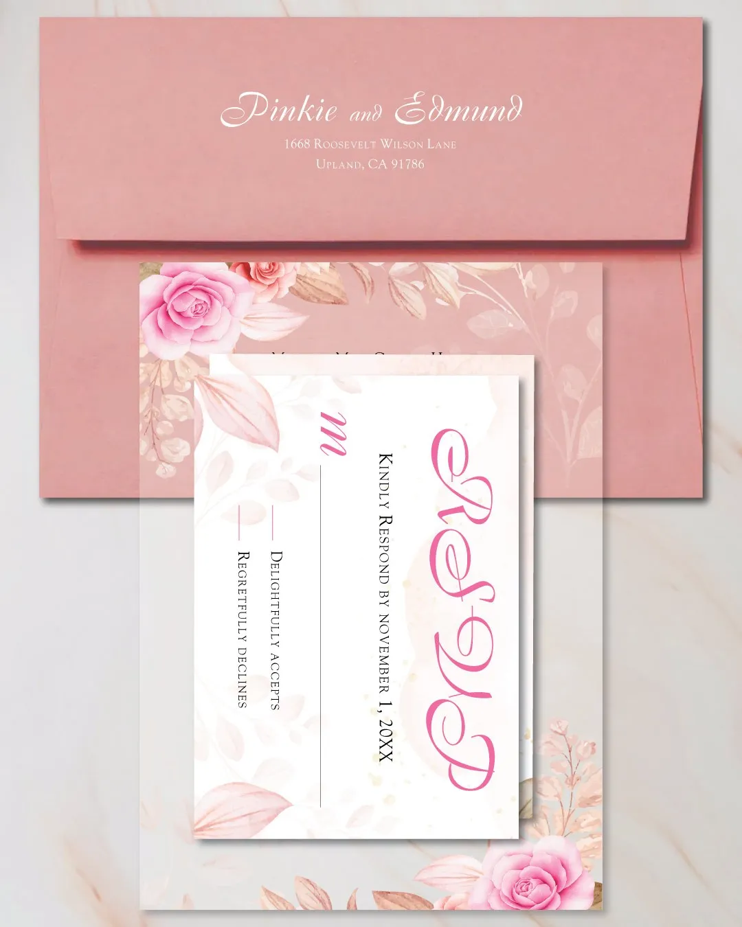 Invitation Bright PinkAcrylic Wedding Invitation