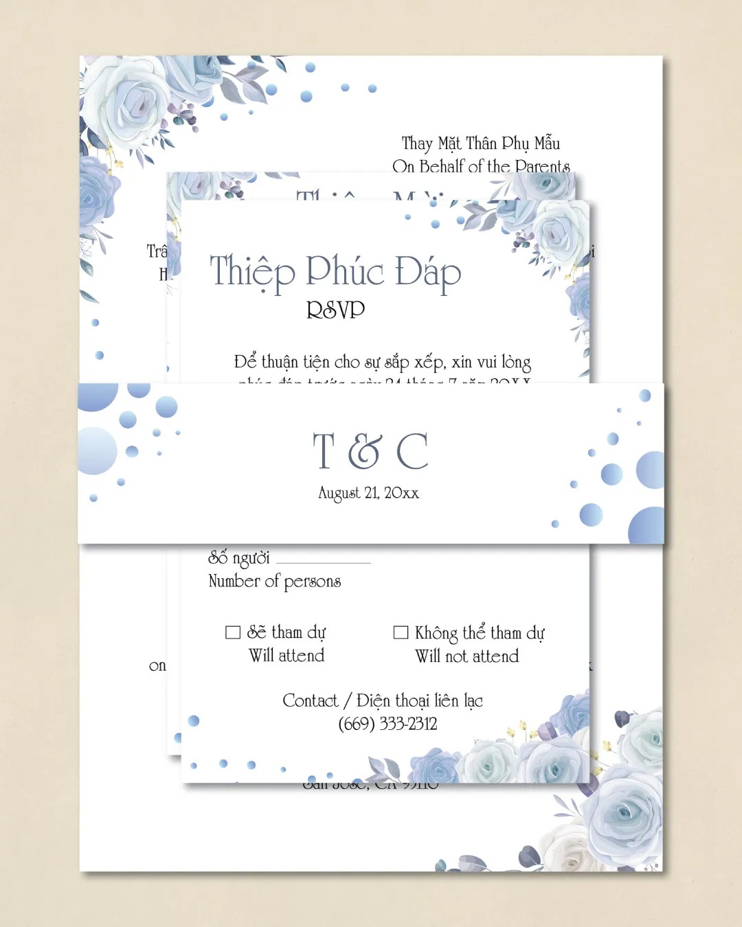 Cold and Tender Flowers Simple Flat 5x7 Wedding Invitation