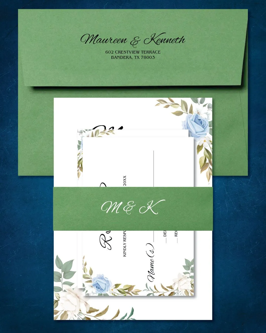 Arrangement of Winter Roses Simple Flat 5x7 Wedding Invitation
