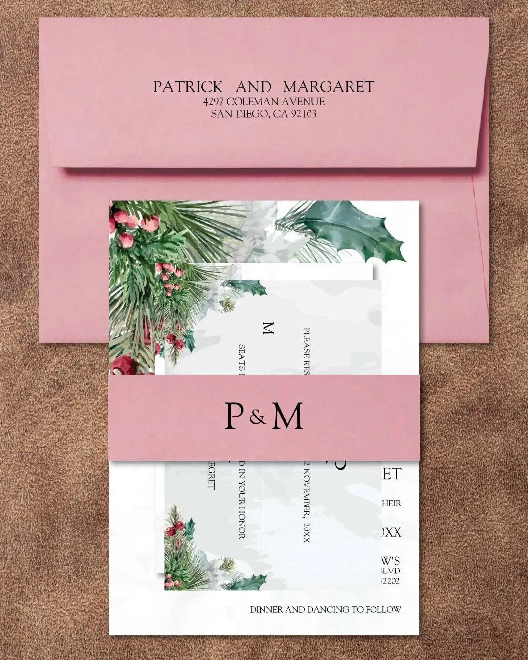 Realistic Pine Tree Simple Flat 5x7 Wedding Invitation
