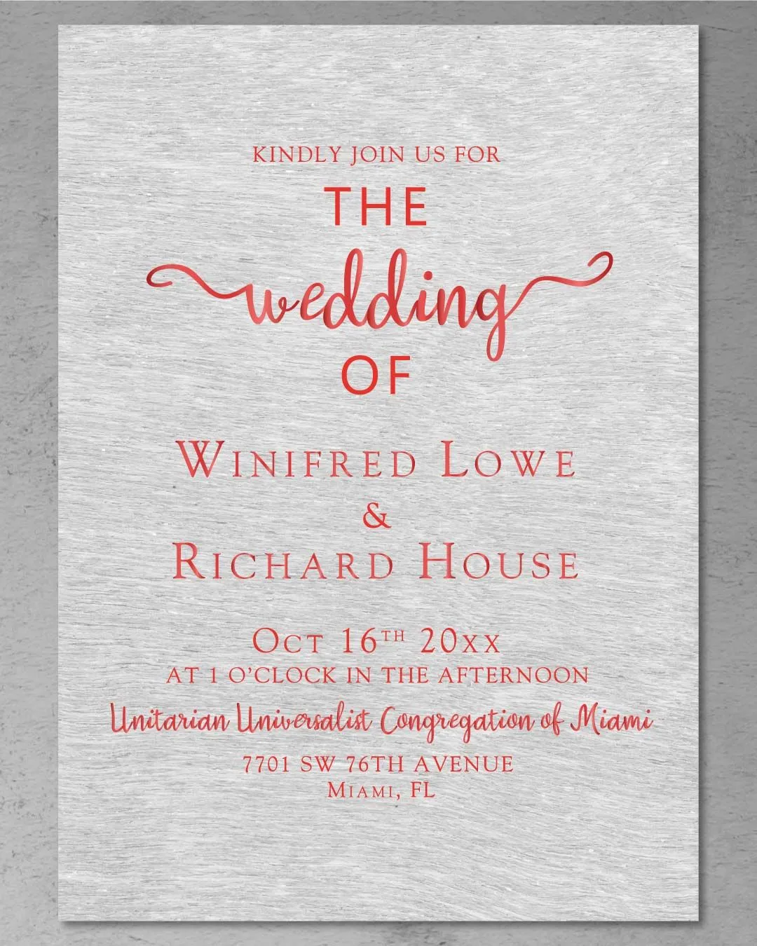 Red Letter Foil Wedding Invitation 2