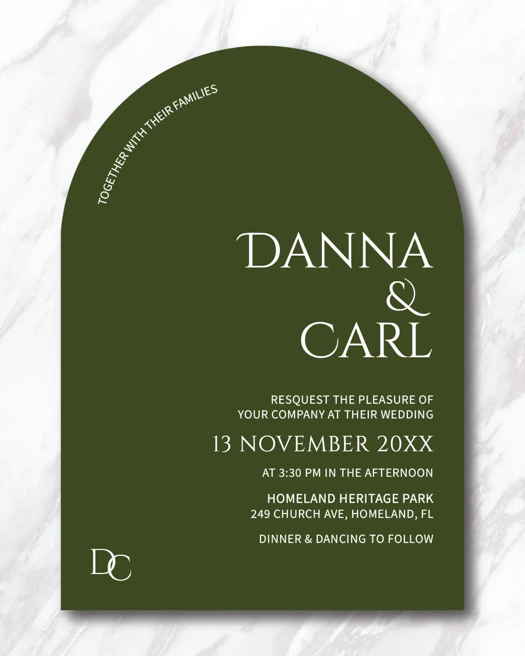Elegant Olive Unique Style Wedding Invitations 2