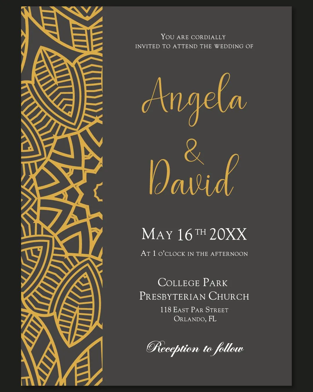 Gold Indian Decoration Acrylic Wedding Invitation