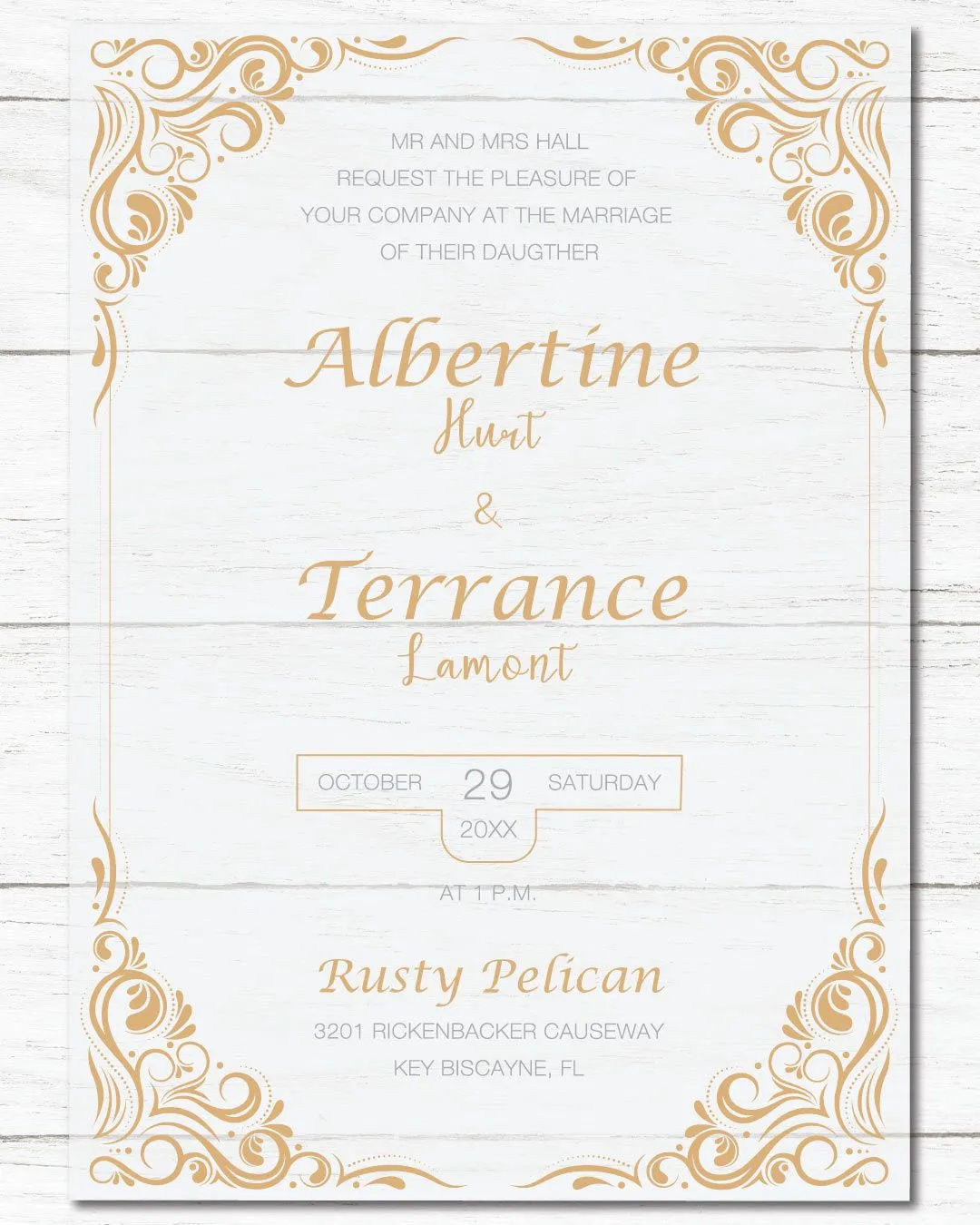 Indian Frame And Corners Acrylic Wedding Invitation
