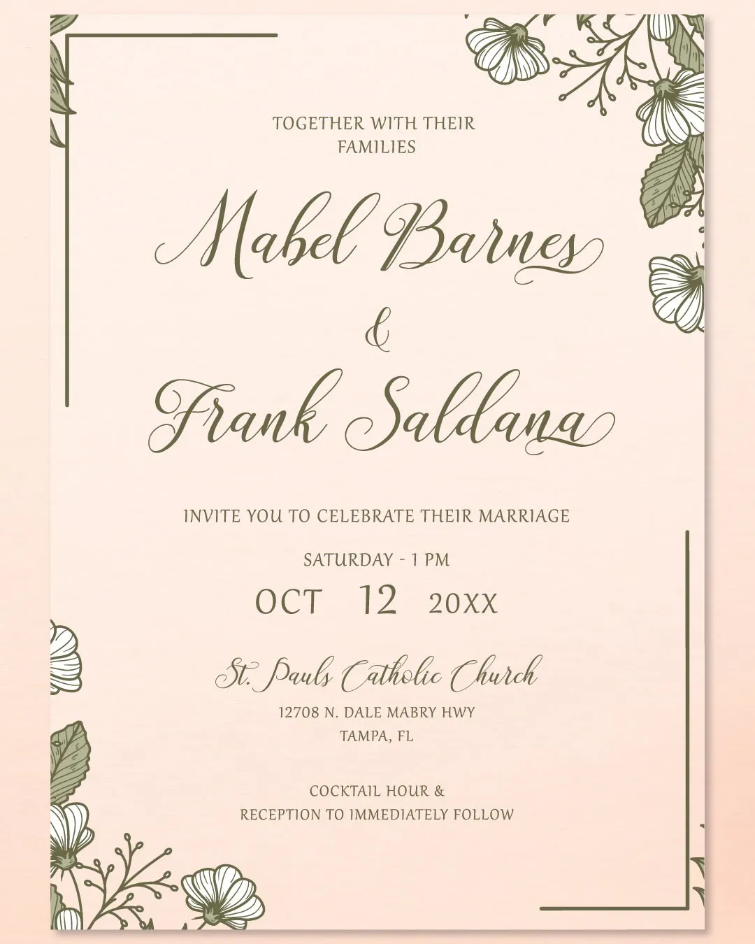Frame Silhouettes Of Flowers Acrylic Wedding Invitation