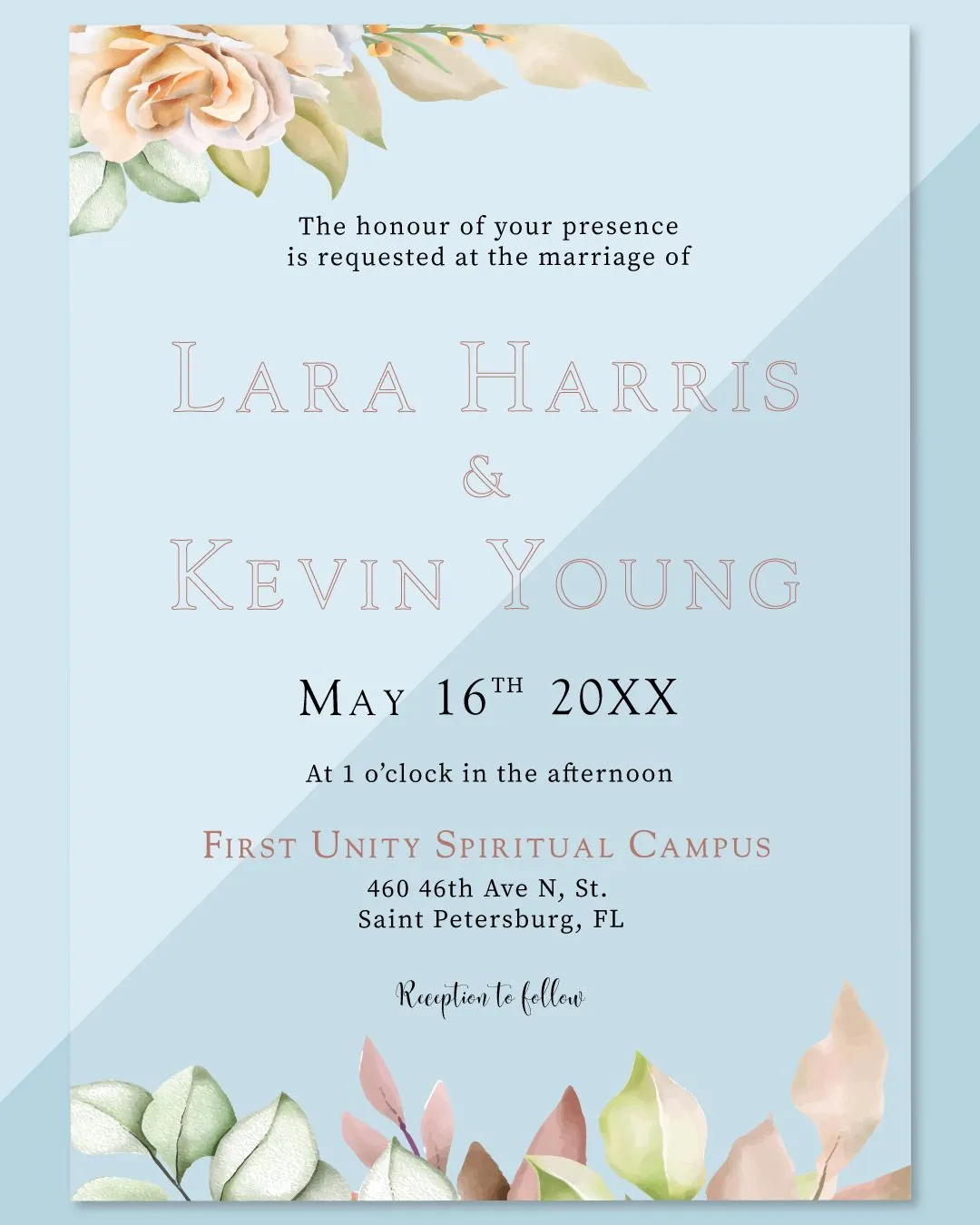 Leaves In Peach Tones Acrylic Wedding Invitation