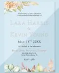 Leaves In Peach Tones Acrylic Wedding Invitation