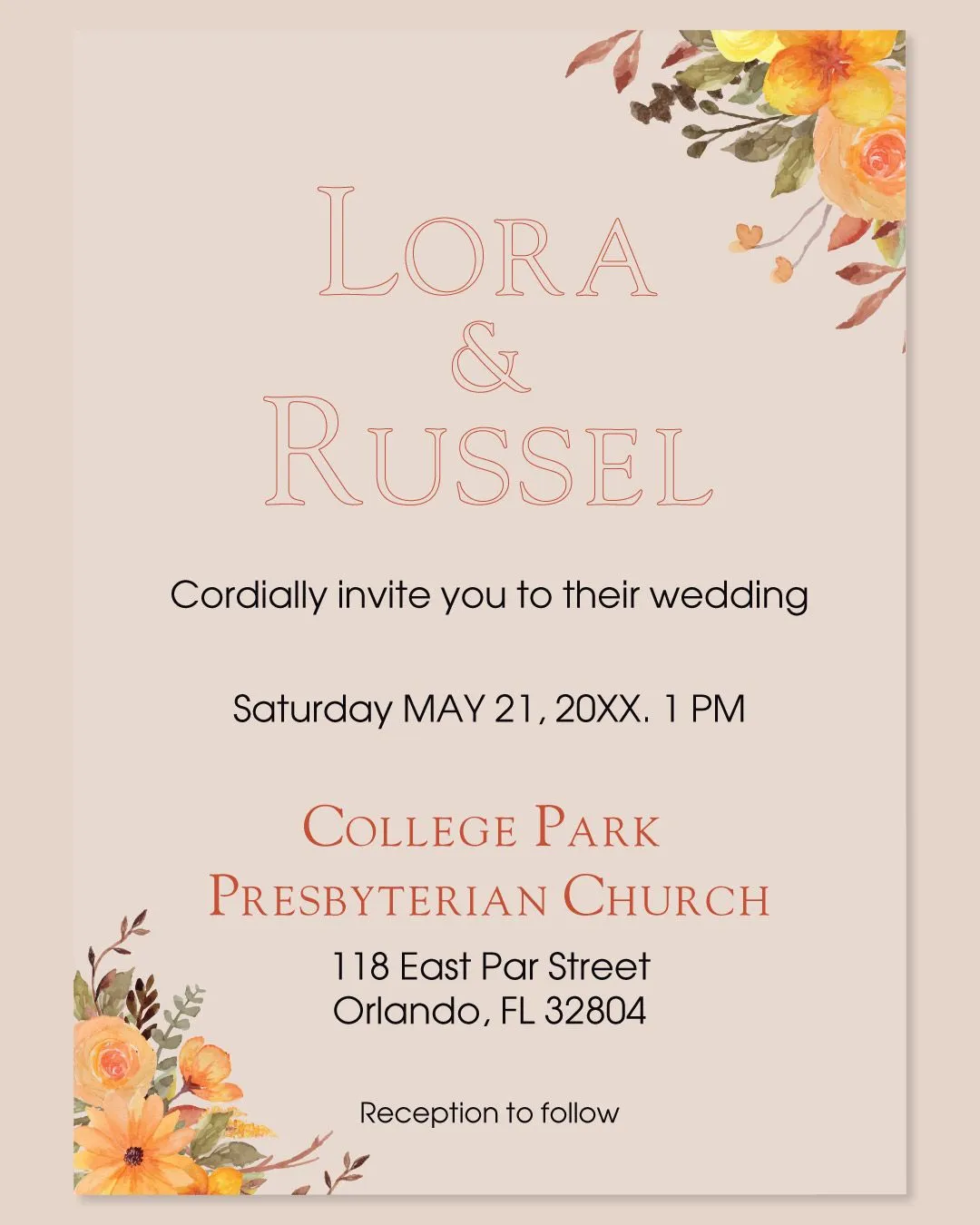 Yellow And Orange Flower Acrylic Wedding Invitation 3