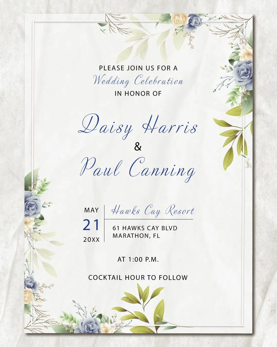 Branches ArrangementAcrylic Wedding Invitation