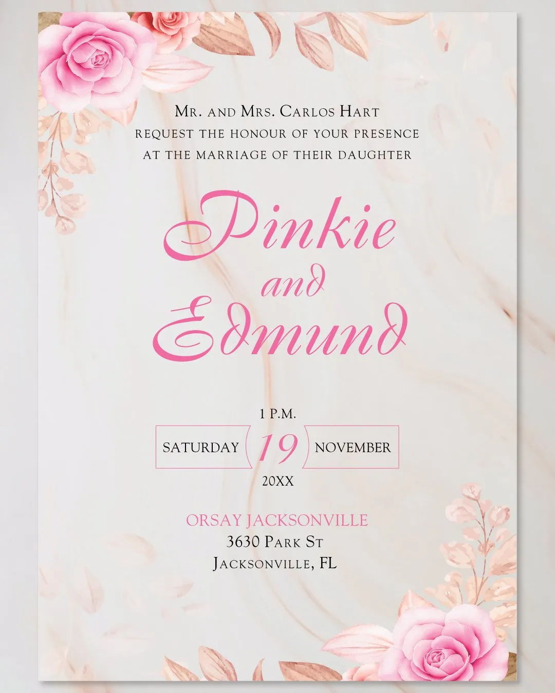 Invitation Bright PinkAcrylic Wedding Invitation