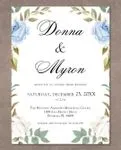 Blue Roses Leaves Simple Flat 5x7 Wedding Invitation