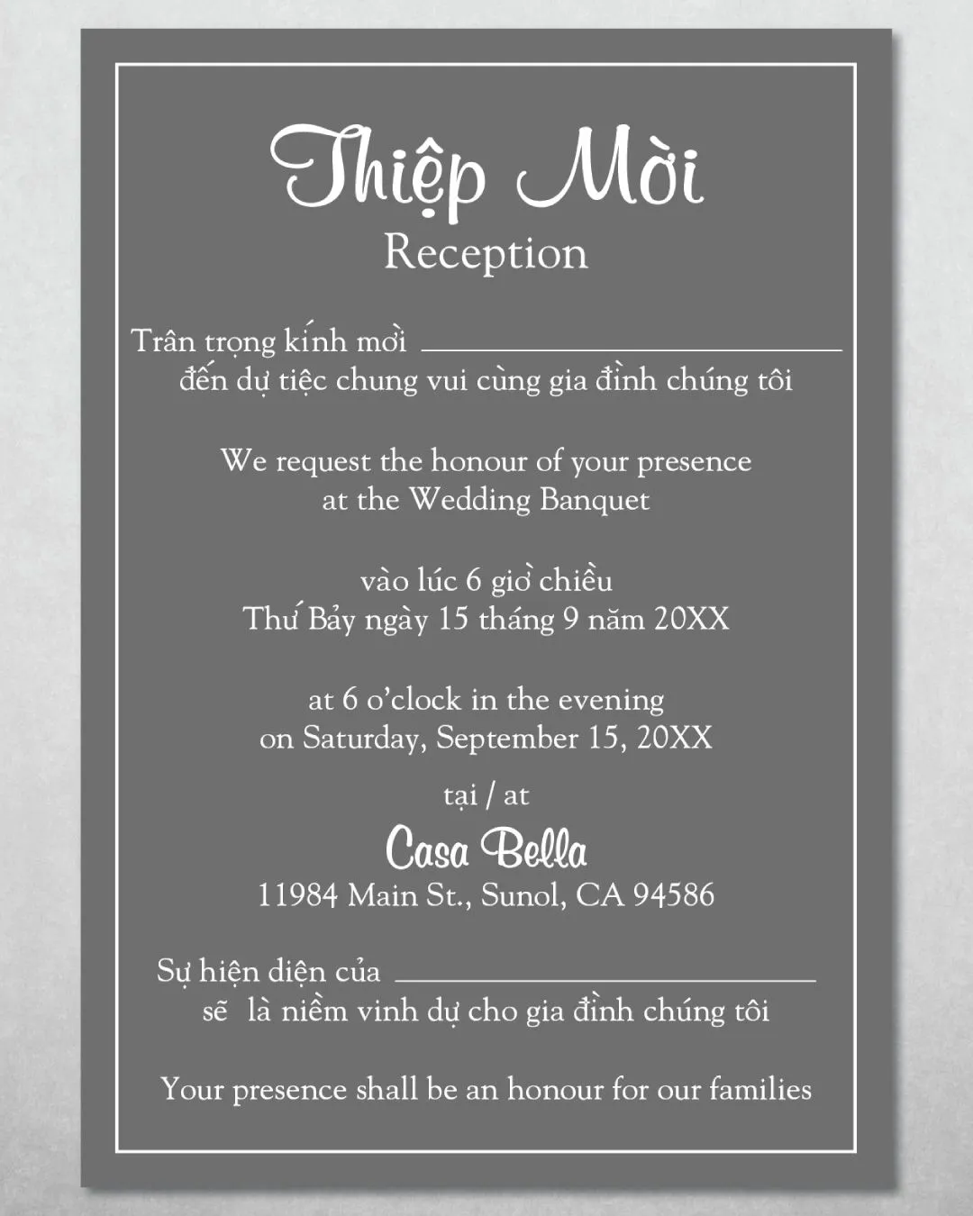 Simple Fram Leaves Foil Wedding Invitation