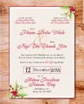 Pink Christmas Simple Flat 5x7 Wedding Invitation