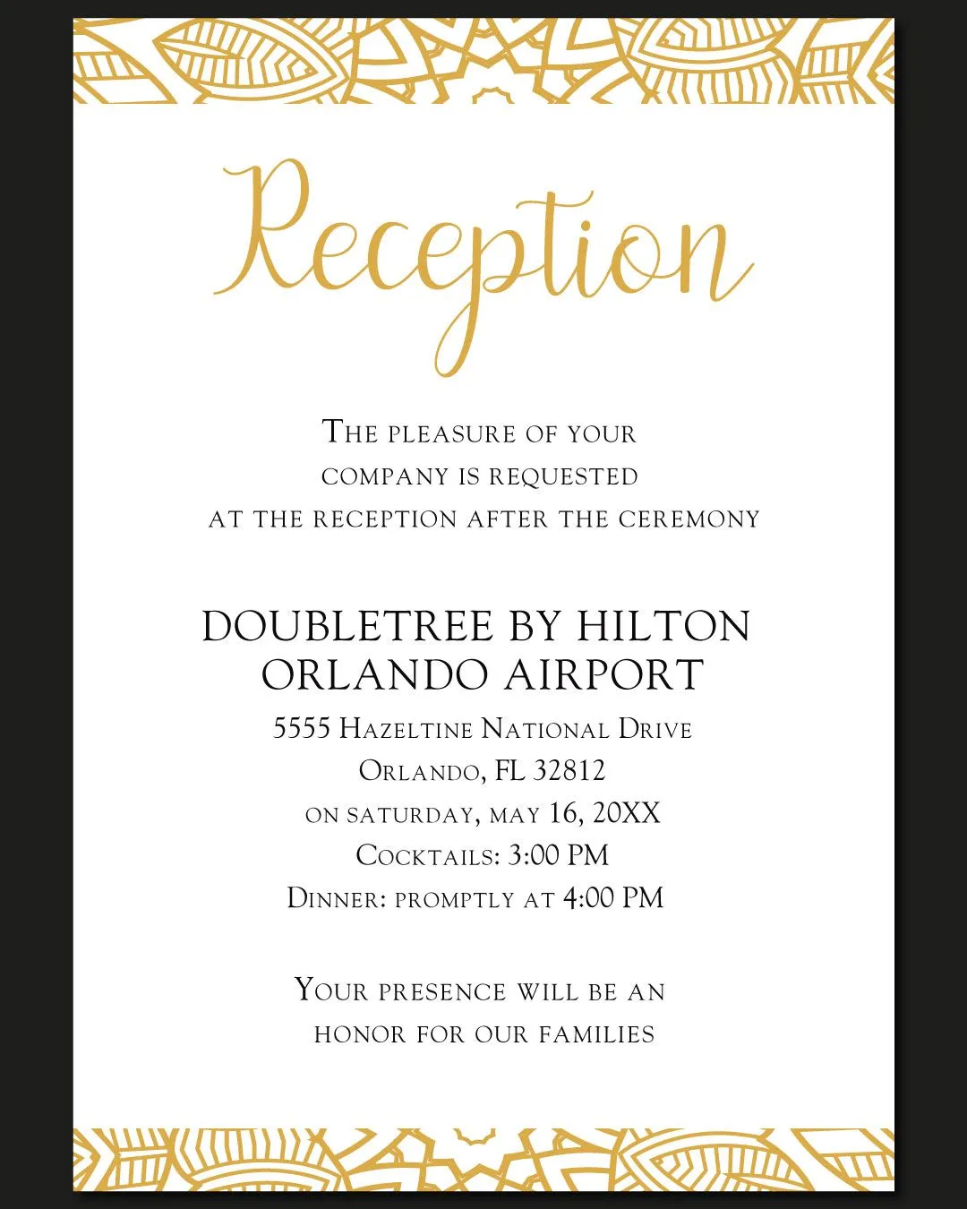 Gold Indian Decoration Acrylic Wedding Invitation