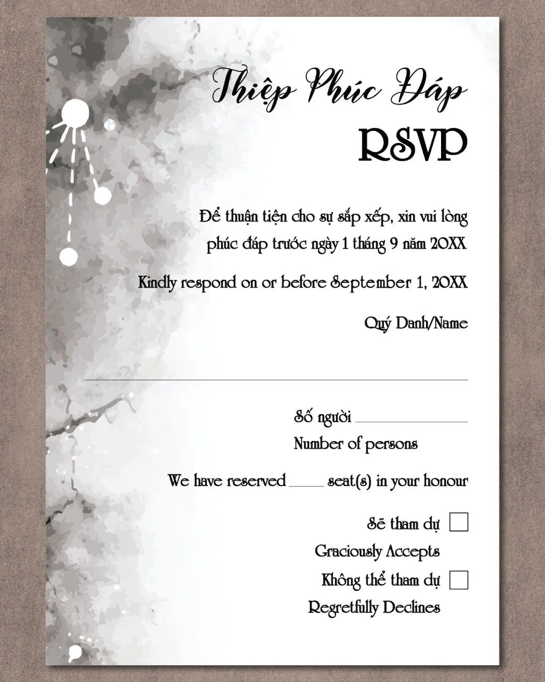 Constellations Design Vellum Wrapped Vietnamese & English Wedding Invitation