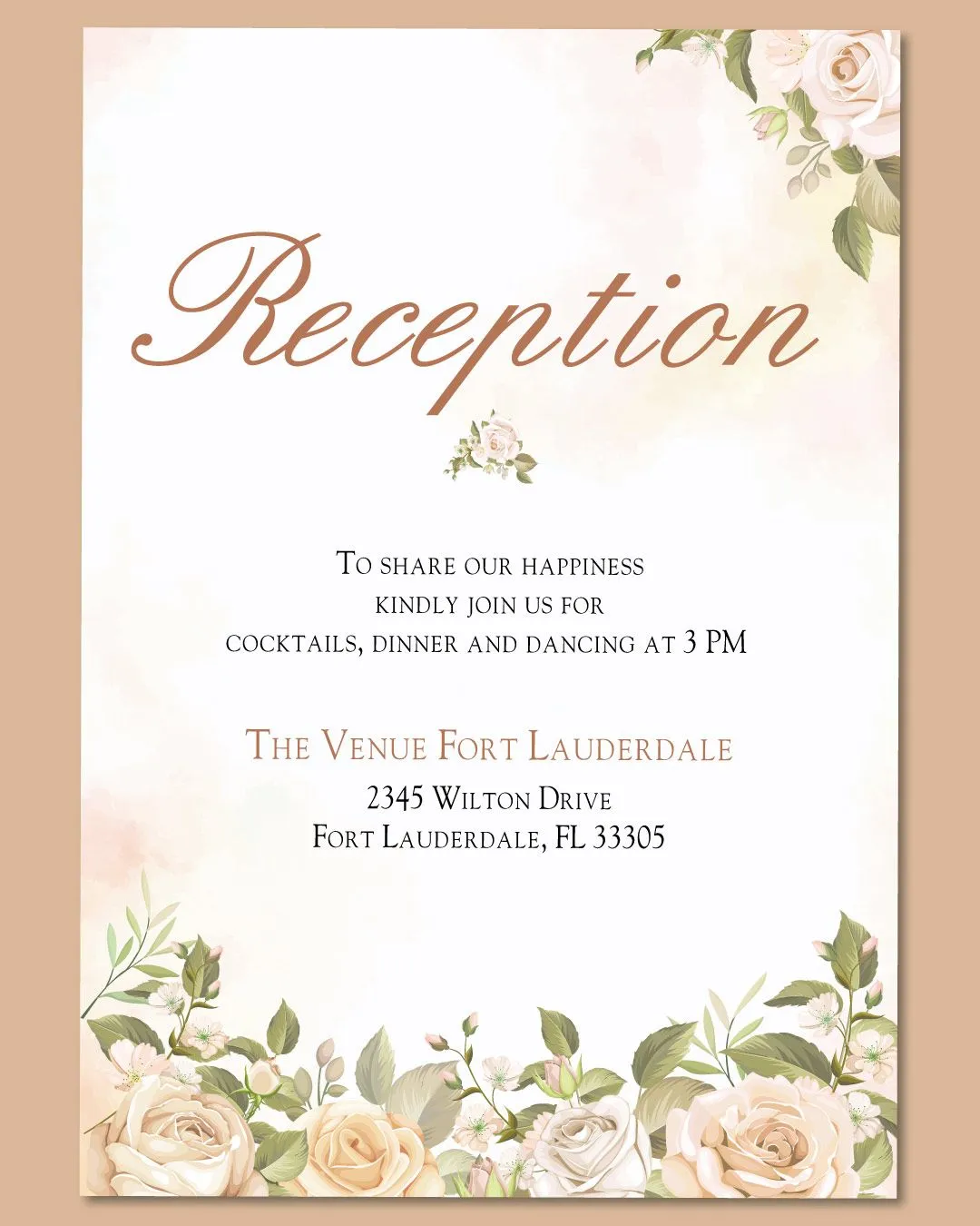 Pastel Beige Leaves Acrylic Wedding Invitation