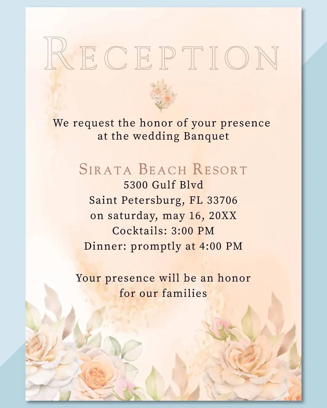 Leaves In Peach Tones Acrylic Wedding Invitation