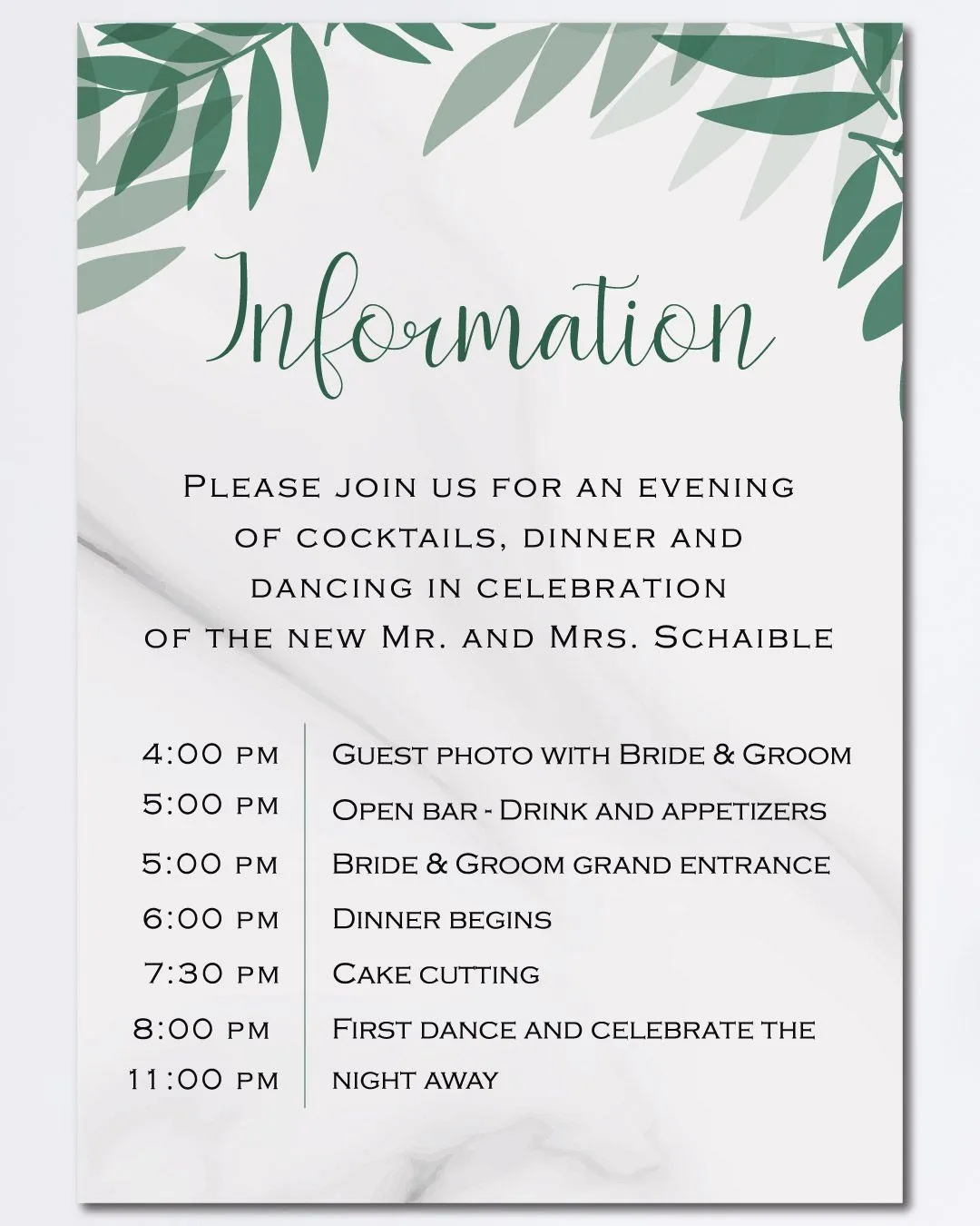 Leaves Shade Effect Acrylic Wedding Invitation