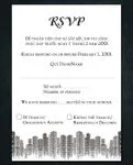 City Buildings Vellum Wrapped Vietnamese & English Wedding Invitation