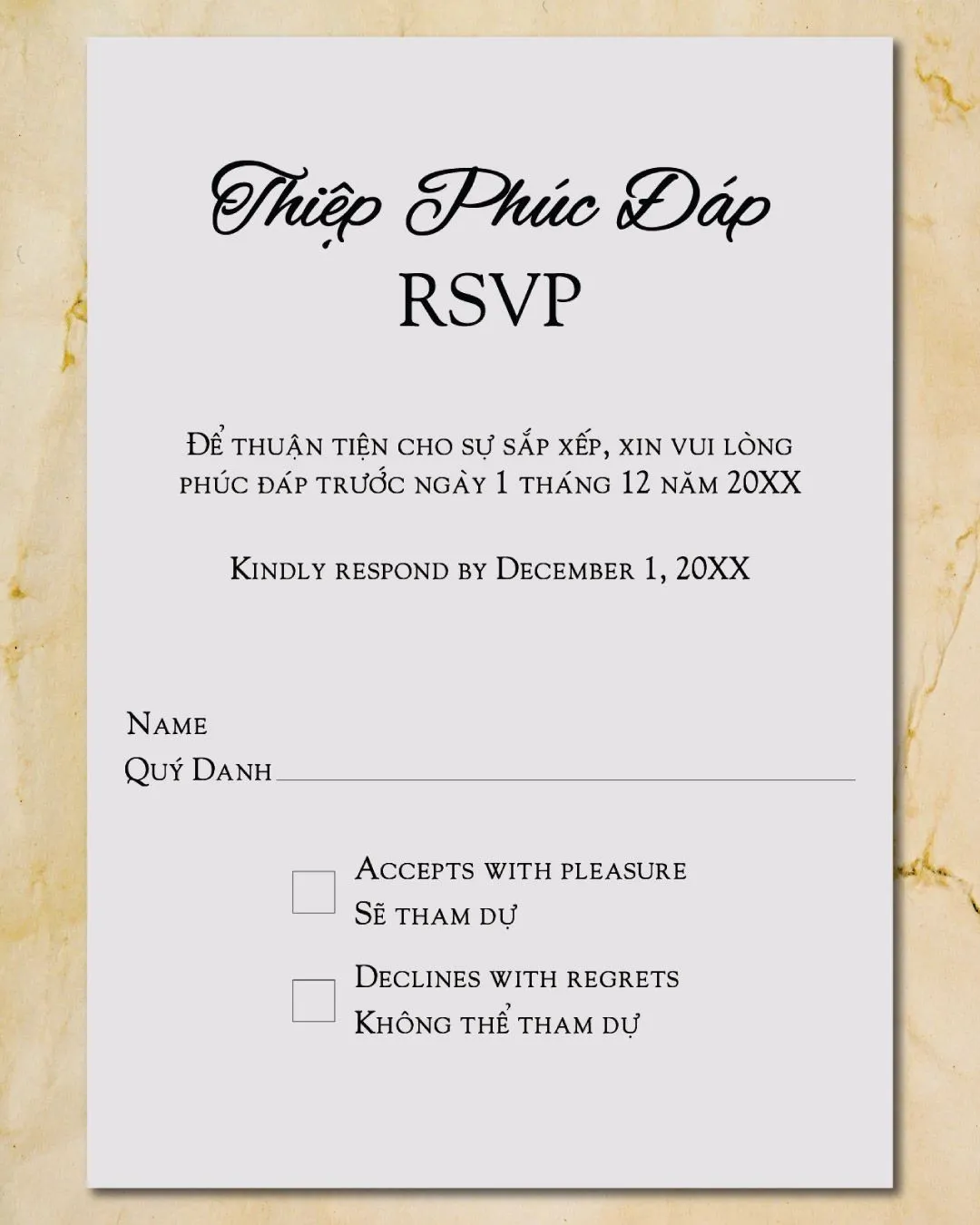 Taiwan City Buildings Vellum Wrapped Vietnamese & English Wedding Invitation