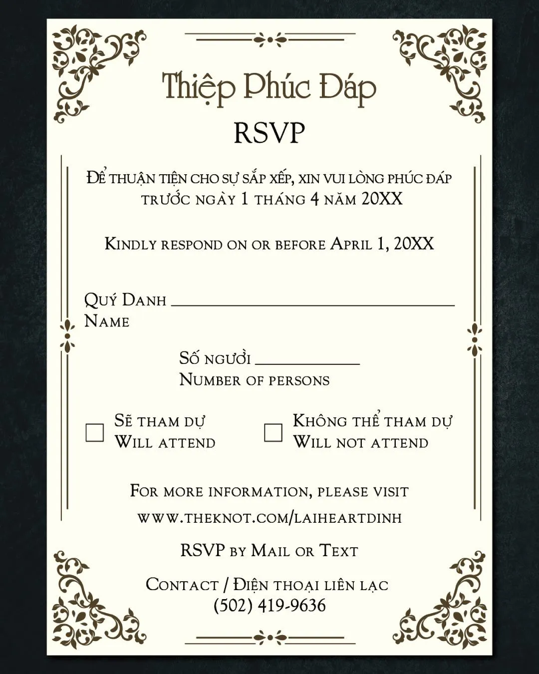 Formal Vellum Wrapped Vietnamese & English Wedding Invitation