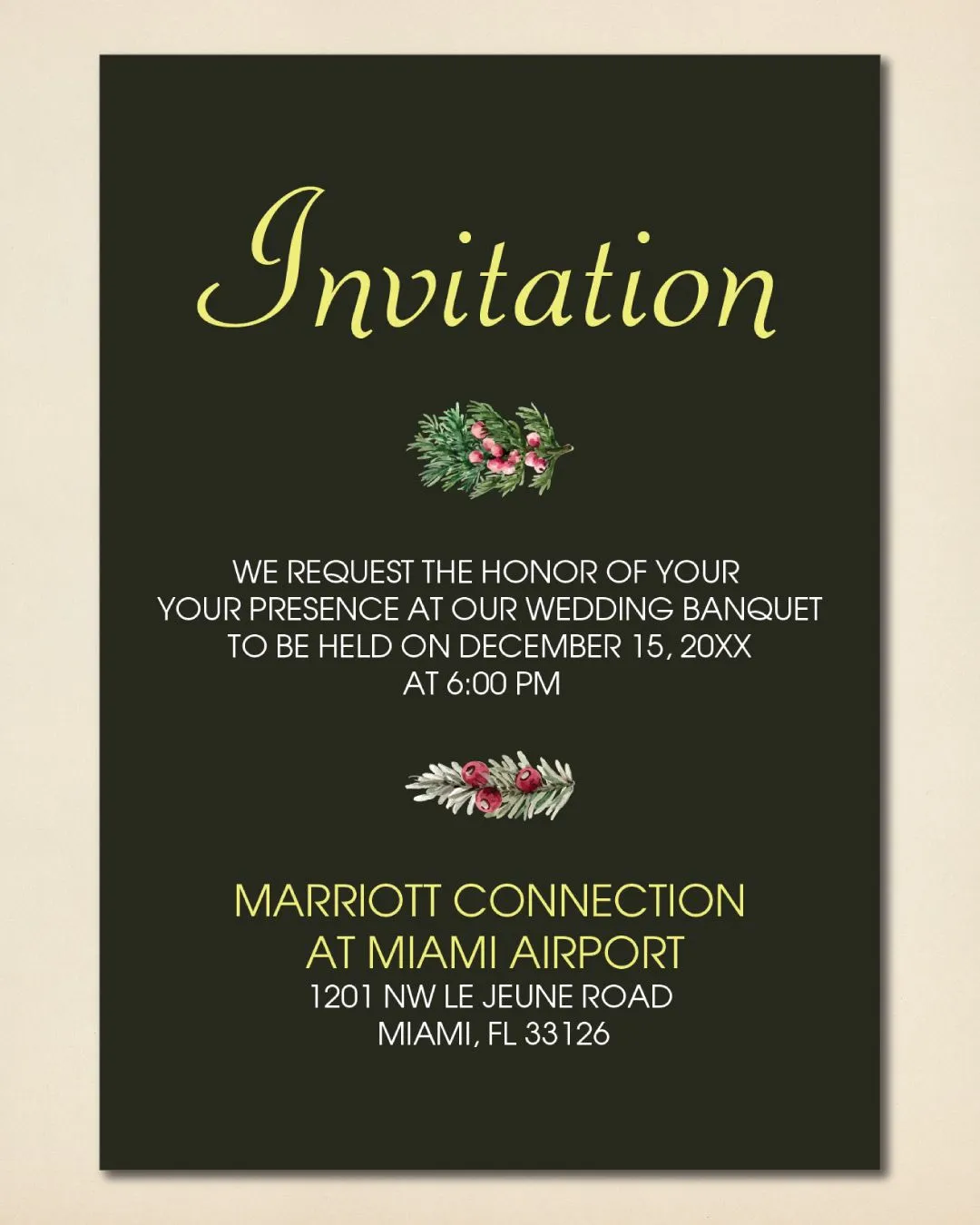 Christmas Decoration Simple Flat 5x7 Wedding Invitation