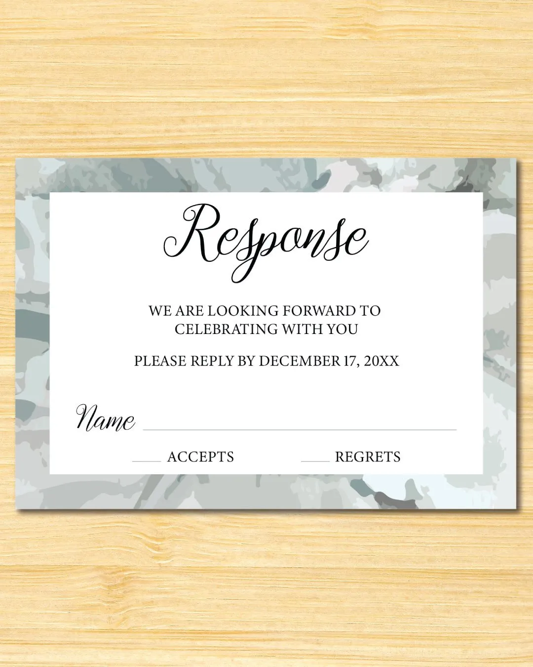 Cold Watercolor Frame Simple Flat 5x7 Wedding Invitation