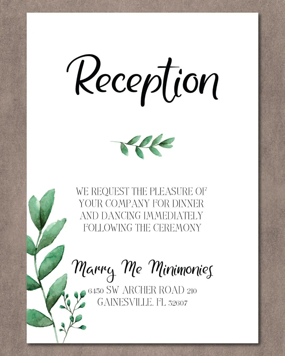 Minimalist Winter Leaves Simple Flat 5x7 Wedding Invitation