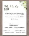 Elegant Green Watercolor Vellum Wrapped Vietnamese & English Wedding Invitation