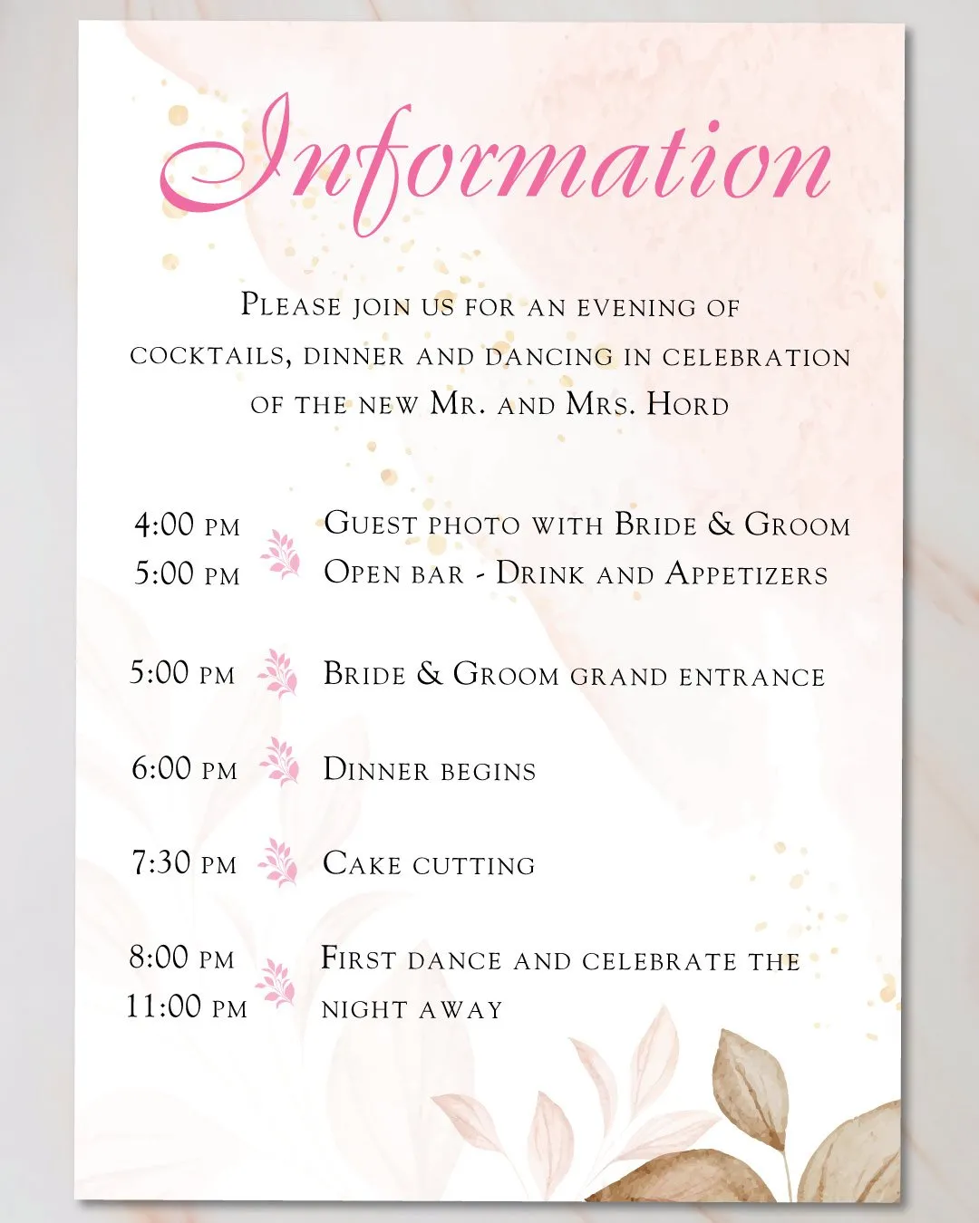 Invitation Bright PinkAcrylic Wedding Invitation