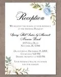 Blue Roses Leaves Simple Flat 5x7 Wedding Invitation