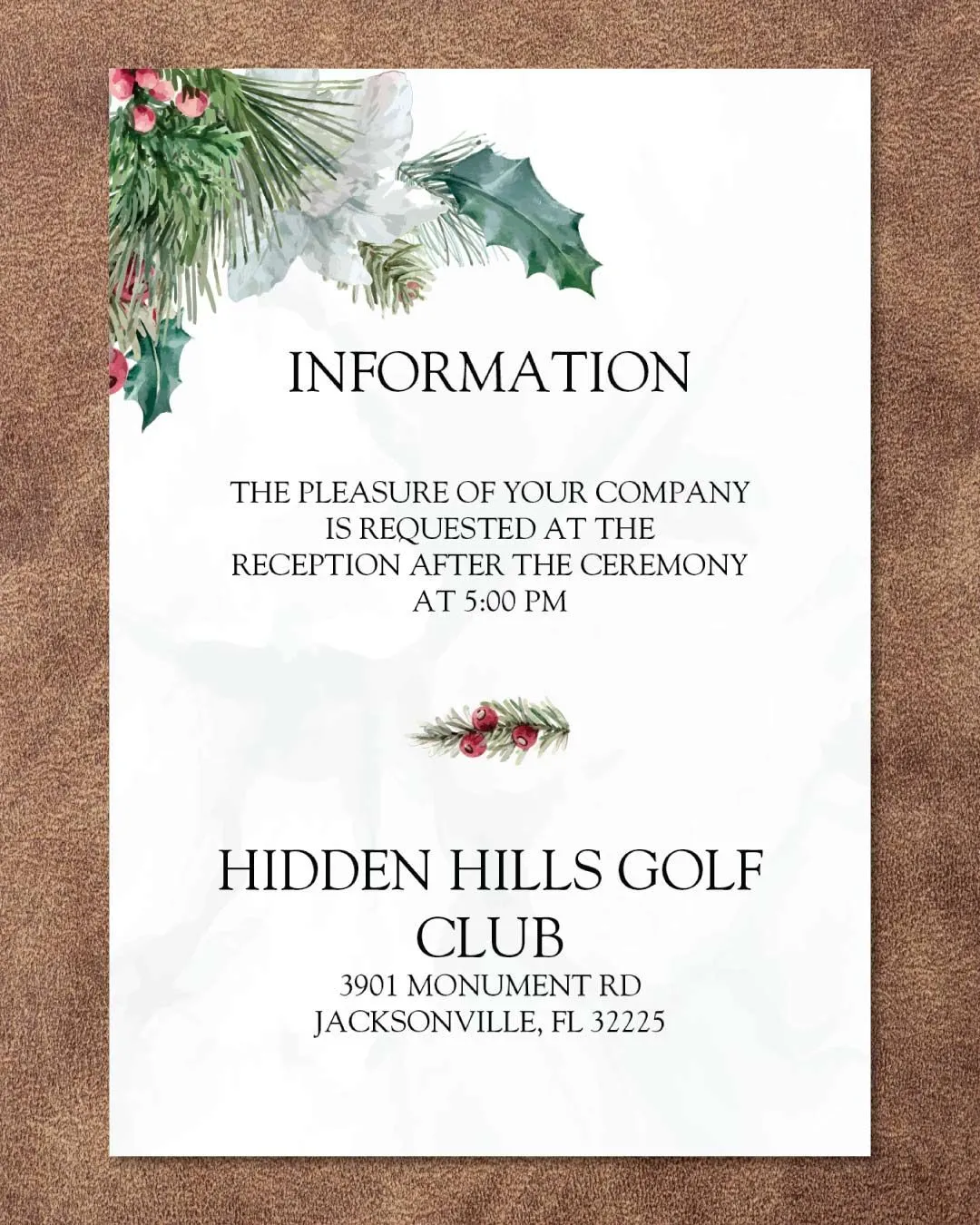 Realistic Pine Tree Simple Flat 5x7 Wedding Invitation