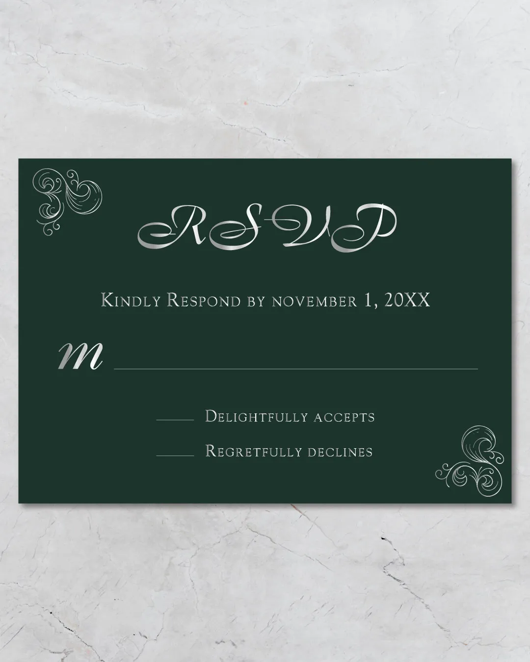 Leaves Frame Foil Wedding Invitation