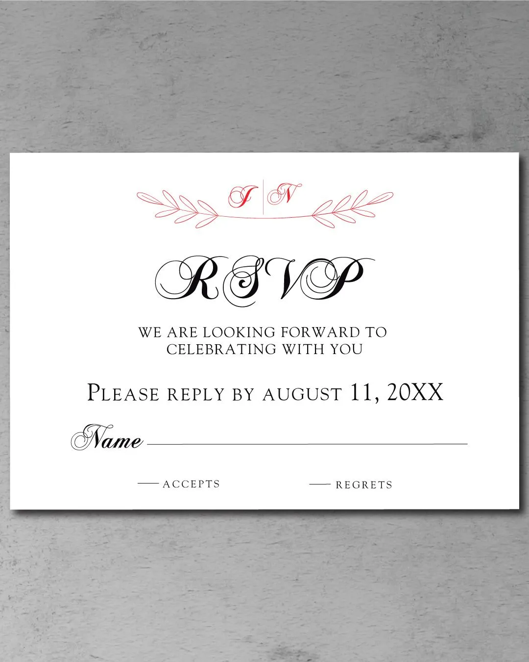 Red Rings Foil Wedding Invitation