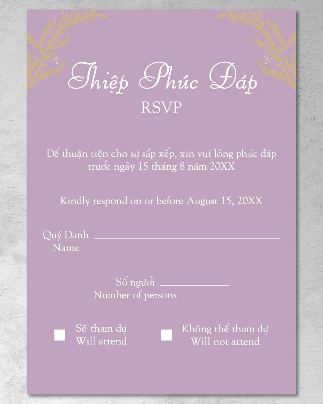 Beautiful Gold Leaves Foil Wedding Invitation