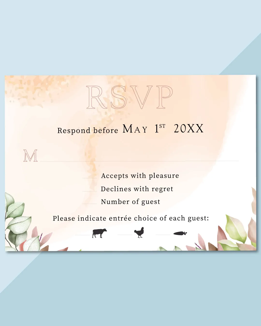Leaves In Peach Tones Acrylic Wedding Invitation