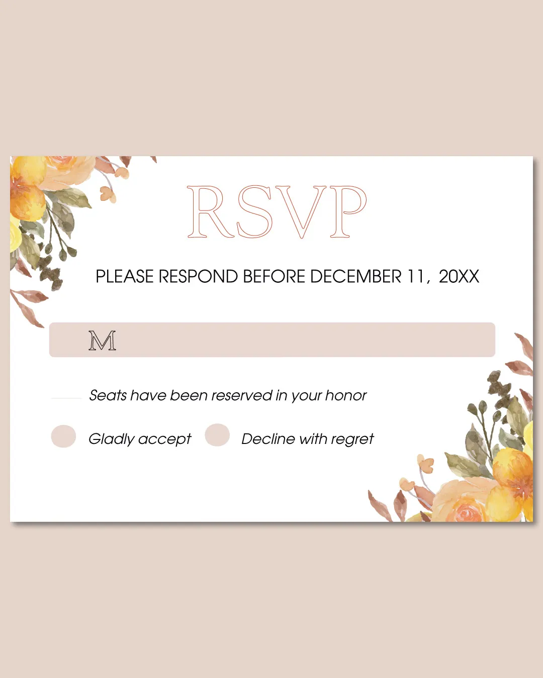Yellow And Orange Flower Acrylic Wedding Invitation 5