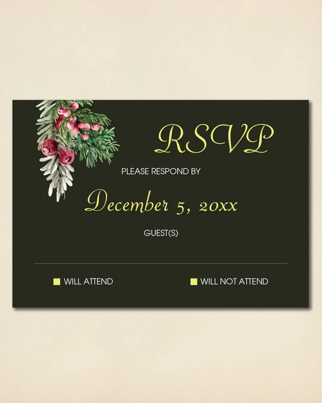 Christmas Decoration Simple Flat 5x7 Wedding Invitation