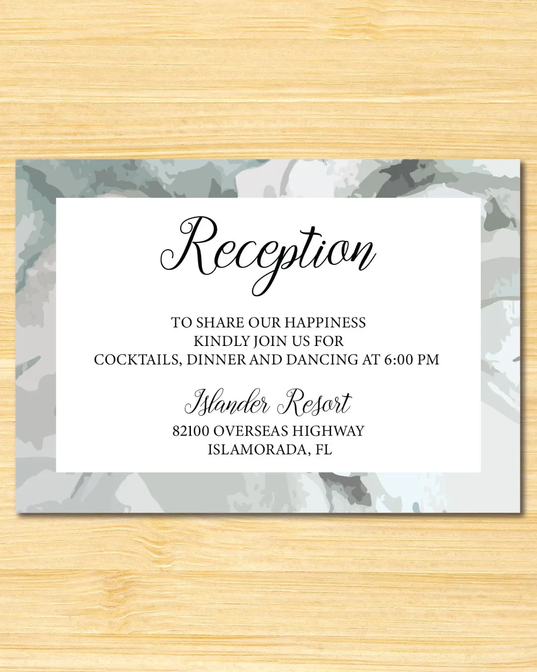 Cold Watercolor Frame Simple Flat 5x7 Wedding Invitation