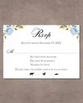 Blue Roses Leaves Simple Flat 5x7 Wedding Invitation